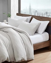 Kenneth Cole New York Solid Waffle 3 Piece Duvet Cover Set