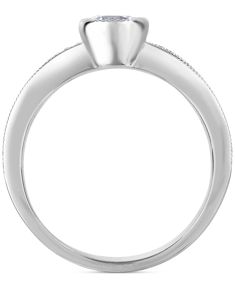 Diamond Bezel Milgrain Engagement Ring (5/8 ct. t.w.) in 14k White Gold