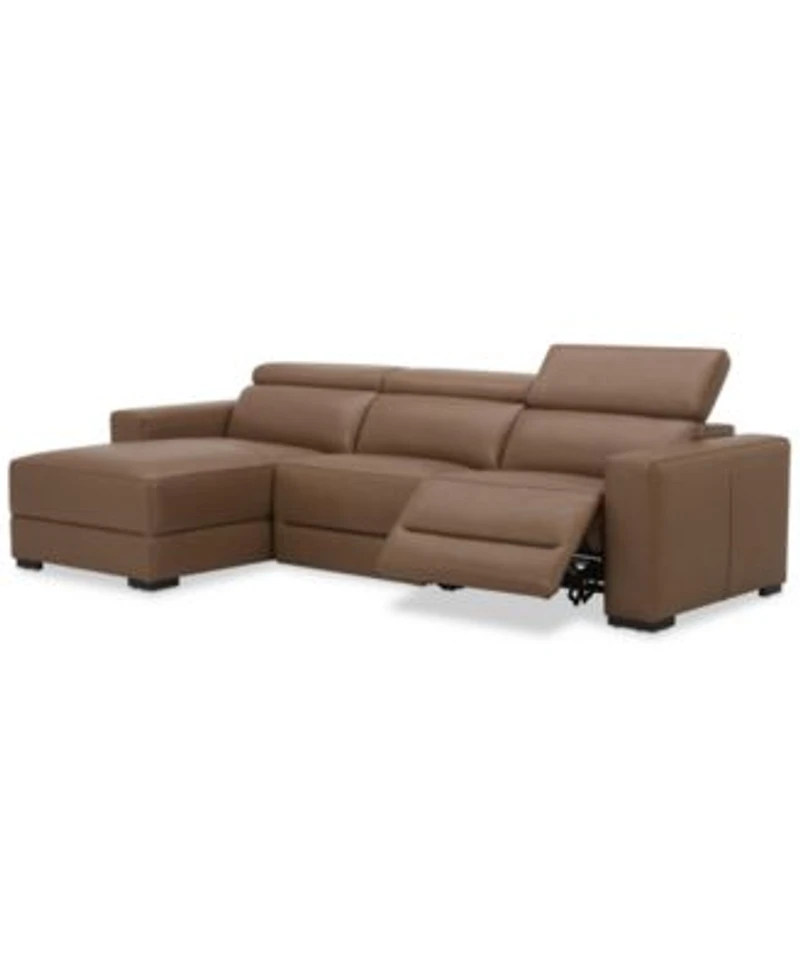 Nevio Leather Power Headrest Sectional Collection Created For Macys