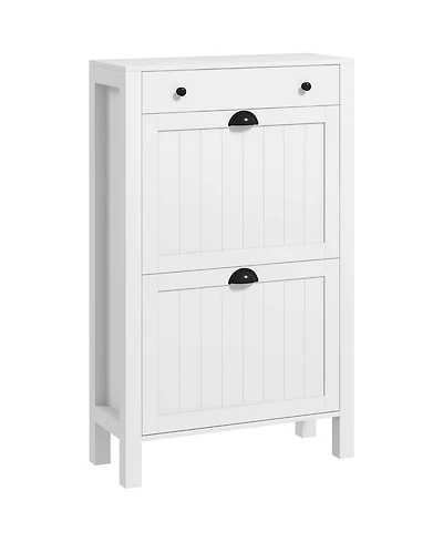 Homcom Shoe Storage Cabinet with 2 Flip Drawers for 8 Pairs of Shoes