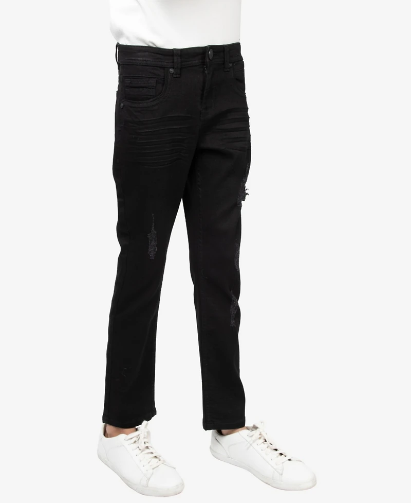 Big Boy's Ripped and Repaired Stretch Jeans - Child