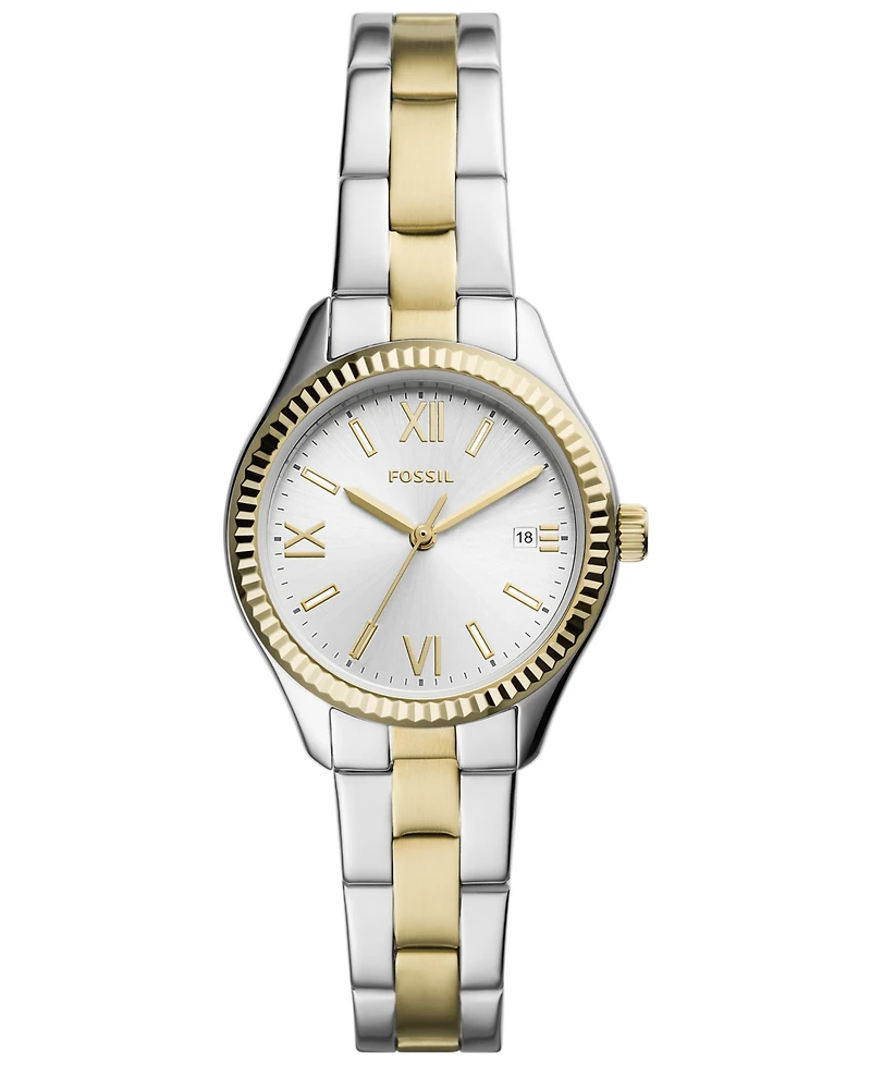 Fossil Women's Rye Three-Hand Date Two-Tone Stainless Steel Watch, 30mm