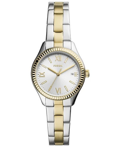 Fossil Women's Rye Three-Hand Date Two-Tone Stainless Steel Watch, 30mm