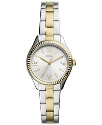 Fossil Women's Rye Three-Hand Date Two-Tone Stainless Steel Watch, 30mm