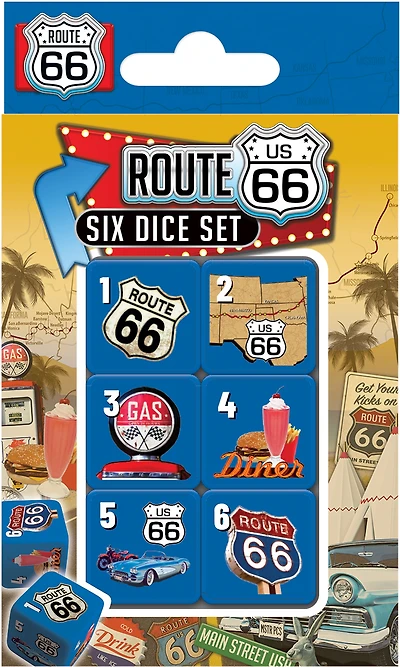 MasterPieces Route 66 - 6 Piece D6 Gaming Dice Set Ages 6 and Up
