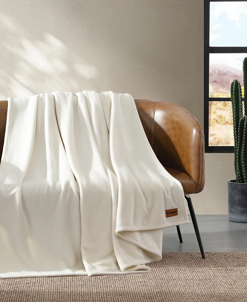 Wrangler Solid Ultra Soft Plush Fleece Blanket