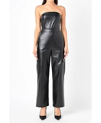 Women's Tube Top Cargo Jumpsuit