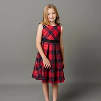Hope & Henry Girls' Sleeveless Pleated Party Dress with Waist Sash, Kids