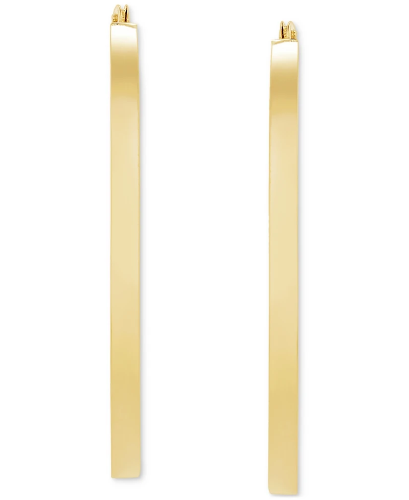 Polished Oval Flat-Edge Tube Earrings in 10k Gold, 1-1/5"