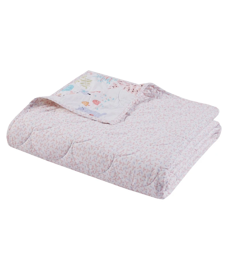 Intelligent Design Iris Woodland Animals Reversible Cotton Piece Quilt Set