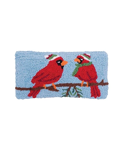 6" x 12" Winter Cardinal Hooked Petite Christmas Holiday Throw Pillow