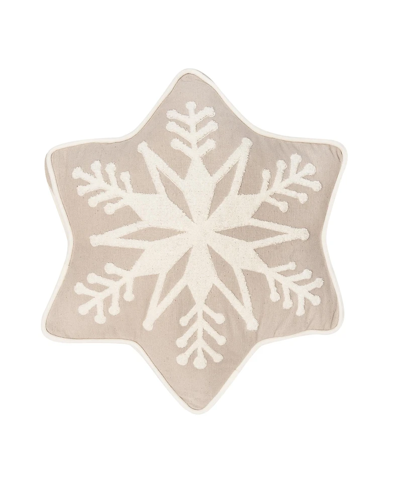 18" x 18" Snowflake Shaped Tufted Christmas Throw Pillow