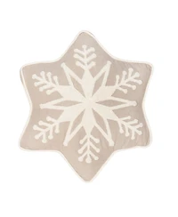 18" x 18" Snowflake Shaped Tufted Christmas Throw Pillow