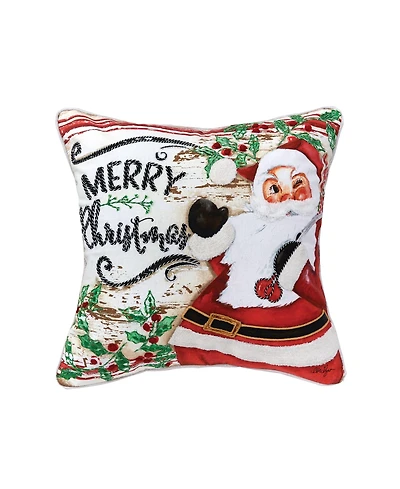 Merry Christmas Santa 18" x 18" Printed and Embroidered Throw Pillow