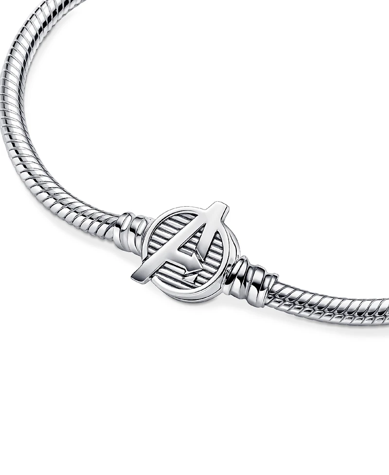 Pandora Moments Sterling Silver Marvel The Avengers Logo Clasp Snake Chain Bracelet