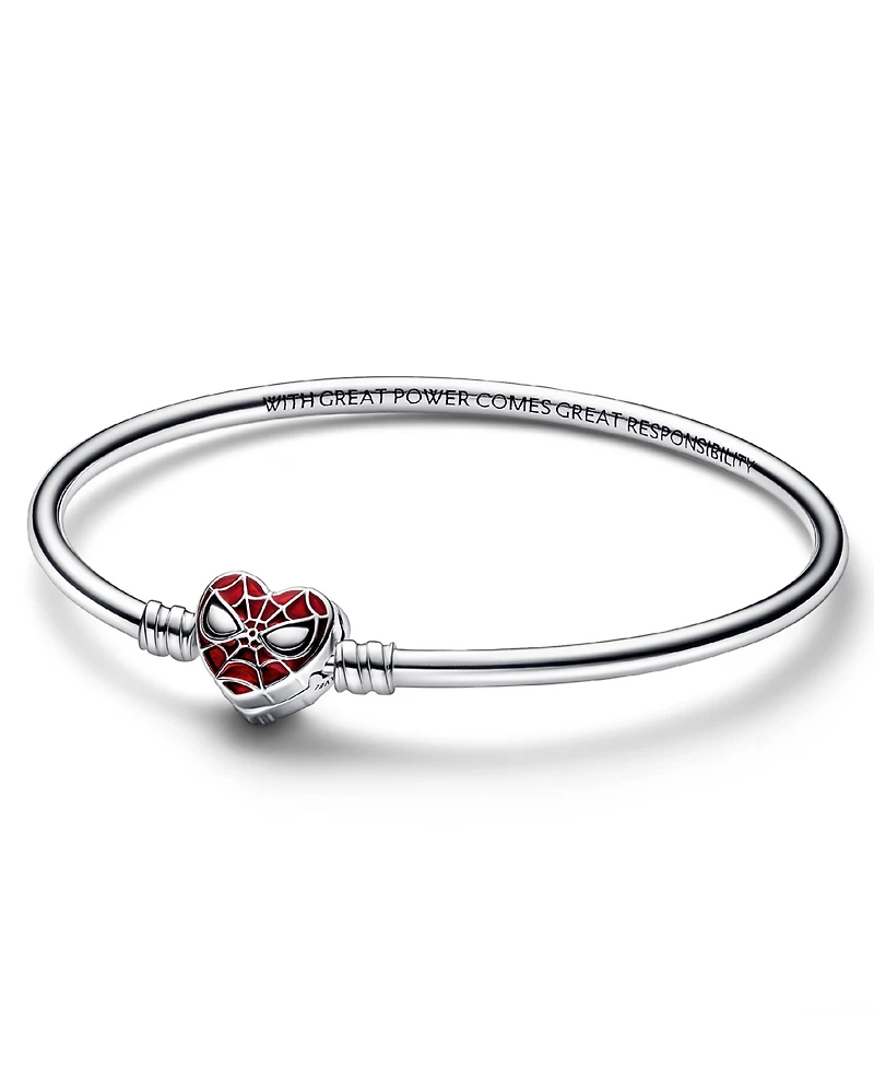 Pandora Moments Sterling Silver Marvel Spider-Man Mask Clasp Bangle Bracelet