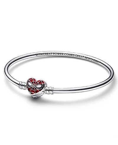 Pandora Moments Sterling Silver Marvel Spider-Man Mask Clasp Bangle Bracelet