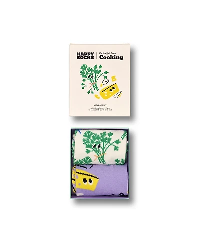 Happy Socks Men's X New York Times Cooking Cilantrophile and Cheese Monger Socks Gift, Pack of 2