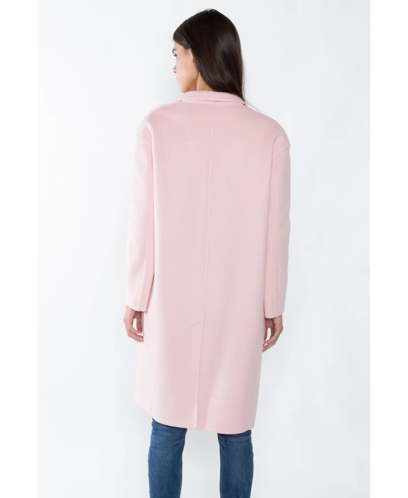 Jennie Liu Women's Cashmere Wool Double-faced Lapel Overcoat