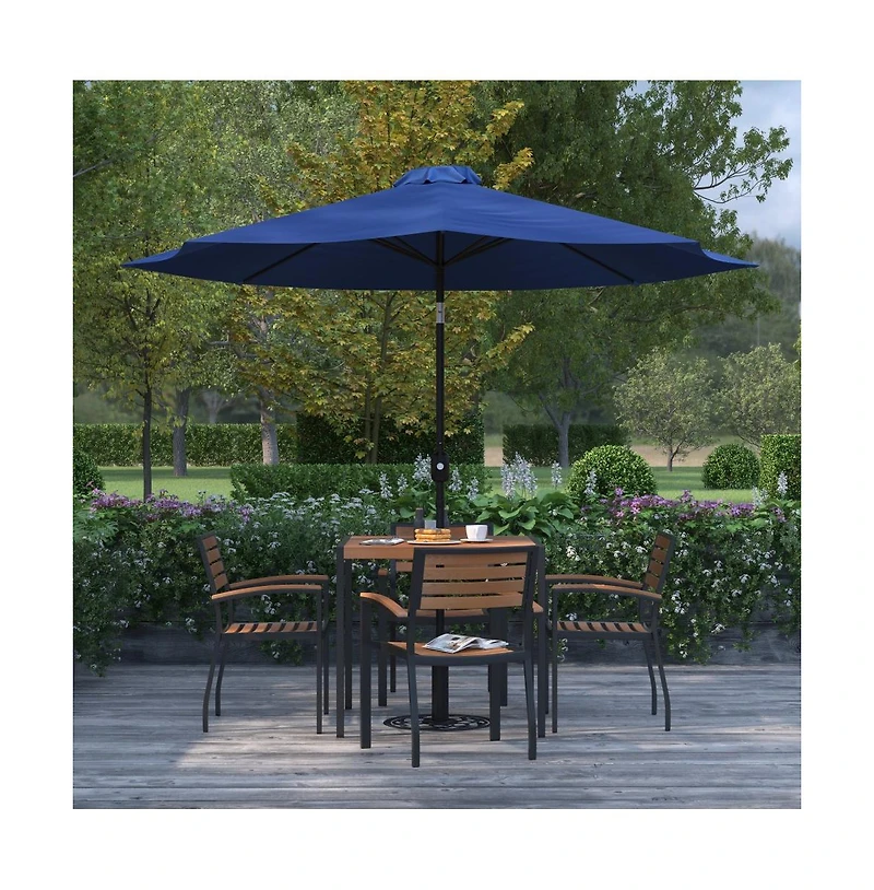 Bali 9' Round Uv Resistant Outdoor Patio Umbrella With Height Lever And 33° Push Button Tilt