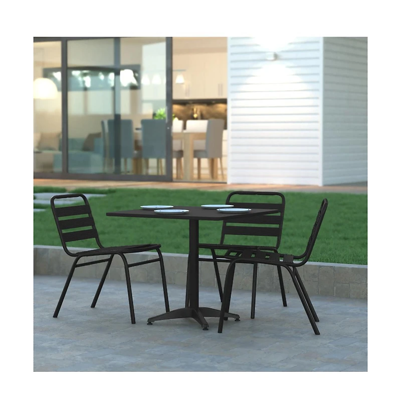 Emma+Oliver 31.5'' Square Aluminum Indoor-Outdoor Table With Base