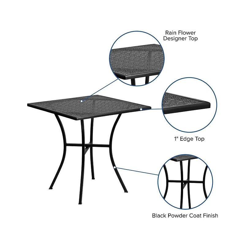 Emma+Oliver Commercial Grade 28" Square Colorful Metal Garden Patio Table