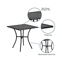 Emma+Oliver Commercial Grade 28" Square Colorful Metal Garden Patio Table