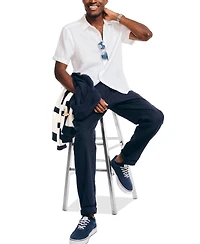Nautica Men's Classic-Fit Solid Linen Short-Sleeve Shirt