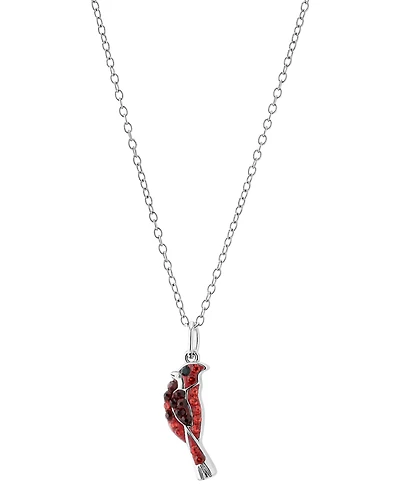 Pave Cardinal Pendant Necklace in Sterling Silver, 16" + 2" extender, Macy's Exclusive