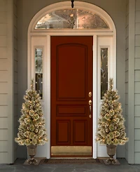 National Tree Company 4' Glittery Bristle Pine Entrance Tree with 100 Clear Lights