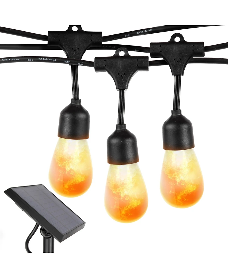 Brightech Ambience Pro 27ft Outdoor Solar Led Flame Bulb Flickering String Lights