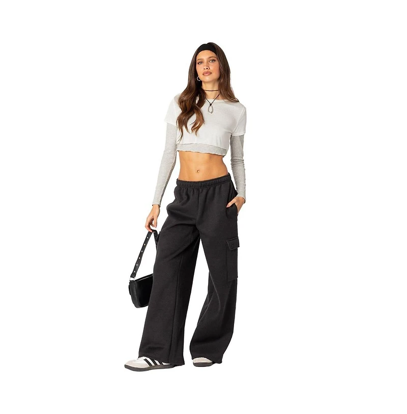 Edikted Women's Wide leg cargo sweatpants