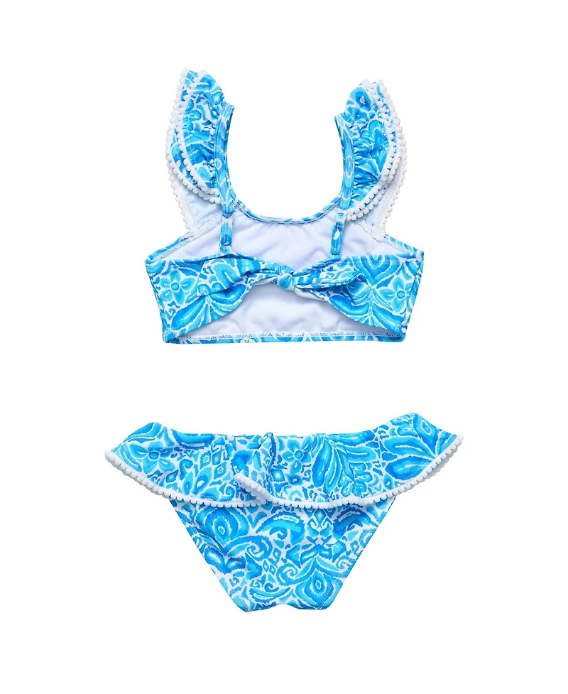 Toddler, Child Girl Santorini Blue Frill Crop Bikini