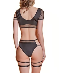Hauty Women's Fishnet Top and Panty 2 Pc Lingerie Set