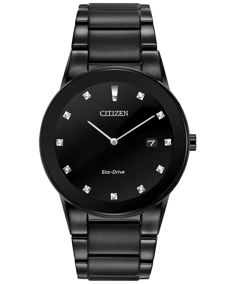 Citizen Men's Eco-Drive Axiom Diamond Accent Black Ion-Plated Stainless Steel Bracelet Watch 40mm AU1065-58G