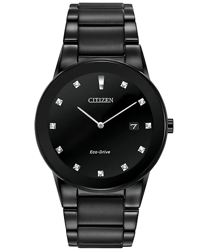 Citizen Men's Eco-Drive Axiom Diamond Accent Black Ion-Plated Stainless Steel Bracelet Watch 40mm AU1065-58G