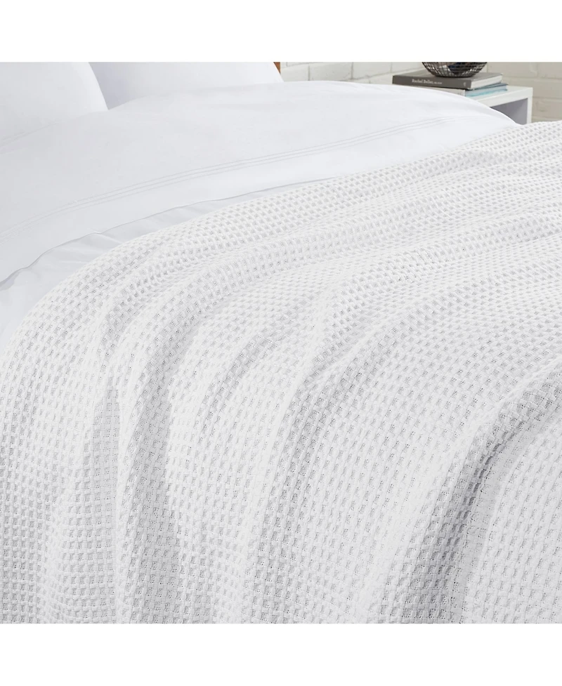 Waffle Weave Luxury Cotton Twin Size Bed Blanket, (Color Options), 66x90 in., Warm Blanket for Bedrooms
