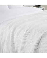 Waffle Weave Luxury Cotton Twin Size Bed Blanket, (Color Options), 66x90 in., Warm Blanket for Bedrooms