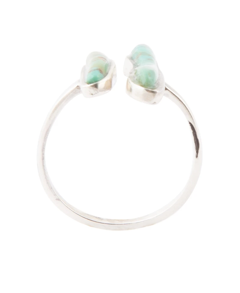 Barse Linear Two Lines Genuine Turquoise and Sterling Silver Band Ring