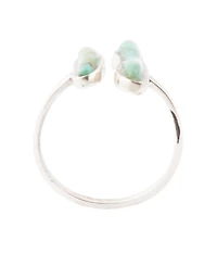 Barse Linear Two Lines Genuine Turquoise and Sterling Silver Band Ring