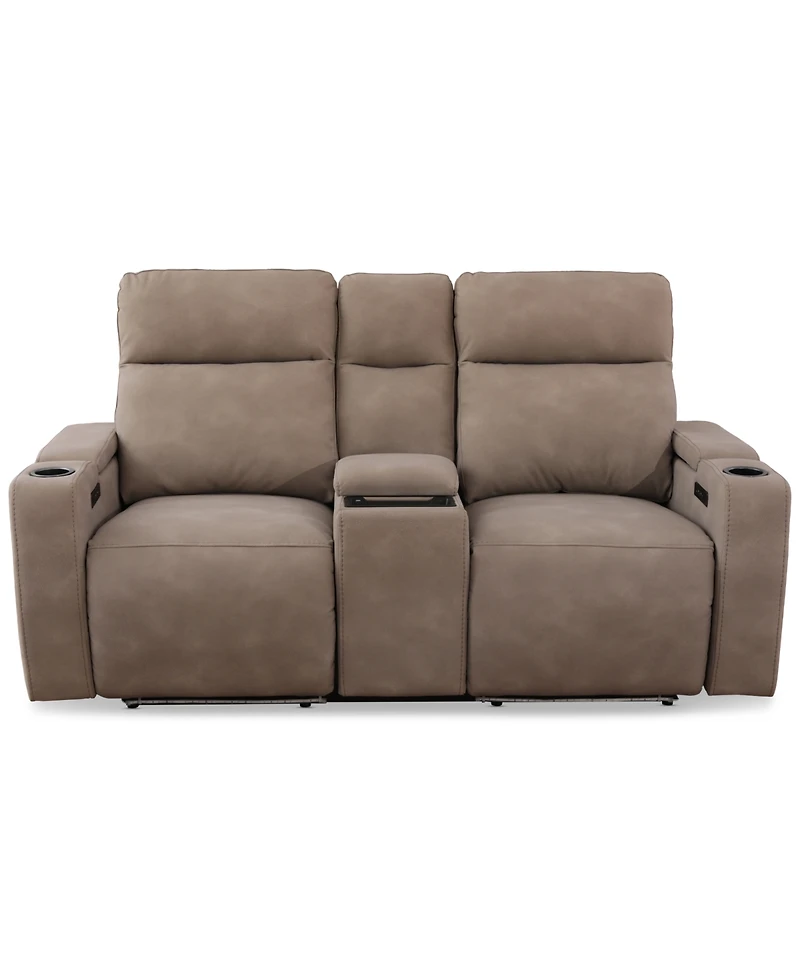 Greymel 74" Zero Gravity Fabric Loveseat with Console and Power Headrests, Created for Macy's
