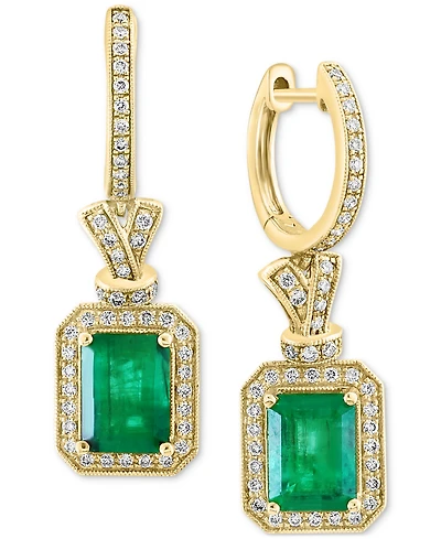 Brasilica by Effy Emerald (2-7/8 ct. t.w.) and Diamond (1/2 ct. t.w.) Earrings in 14k Gold, Created for Macy's