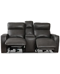 Greymel 74" Zero Gravity Leather Loveseat with Console and Power Headrests, Created for Macy's