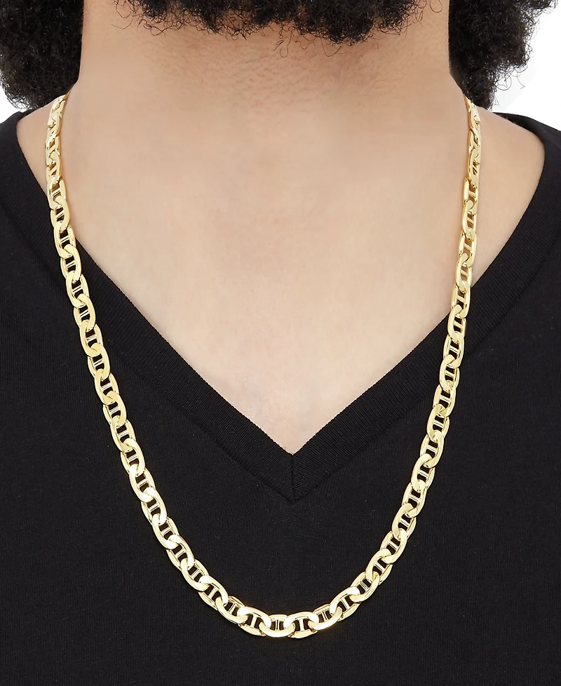 Italian Gold 22" Beveled Marine Link Chain Necklace (7-1/5mm) in 10k Gold