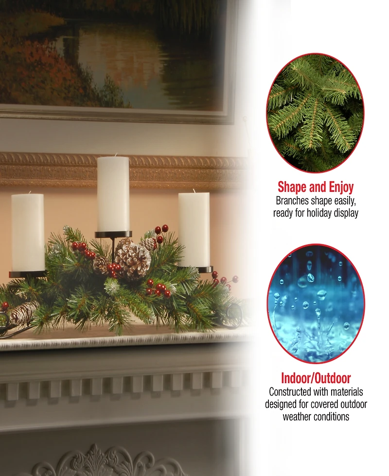 National Tree Company 30" Frosted Berry Centerpiece with 3 Candle Holders