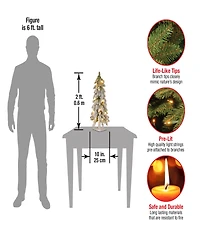National Tree Company 24" Snowy Downswept Forestree with Metal Plate and 50 Clear Lights