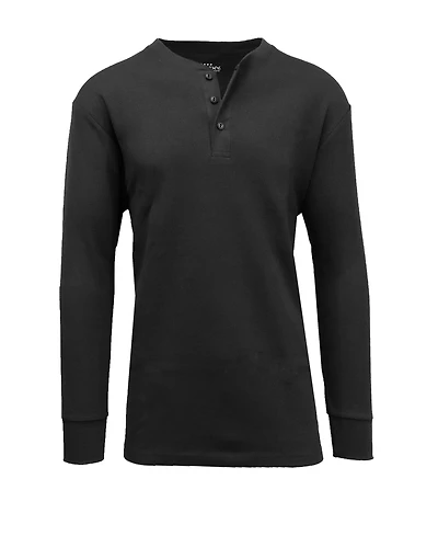 Galaxy By Harvic Men's Oversized Waffle-Knit Thermal Henley Shirt