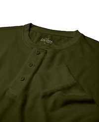 Galaxy By Harvic Men's Oversized Waffle-Knit Thermal Henley Shirt