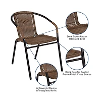 Pack Rattan Indoor-Outdoor Restaurant Stack Chair With Curved Back