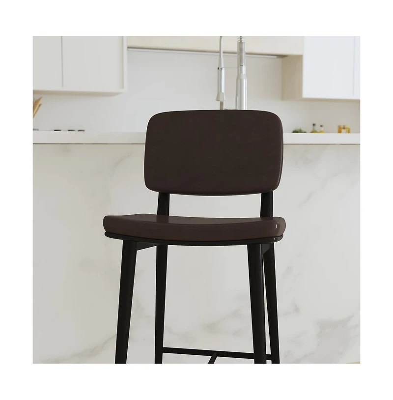 Regency Barstools Contemporary Metal Frame Stools With Integrated Footrest - Set Of 2